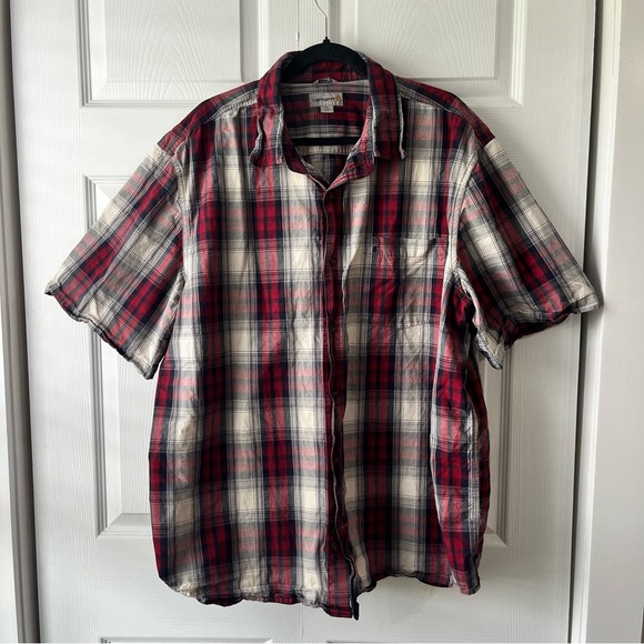 Men's Carhartt Plaid Short Sleeve Button Down 2XL - Picture 1 of 5